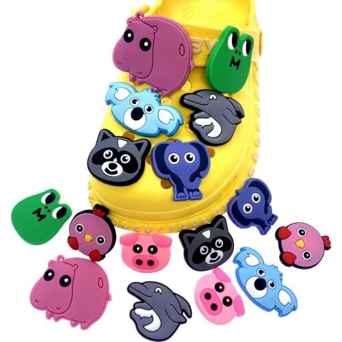 Wholesale 100PCS New Arrival Cartoon Croc Jibz Charms Shark Chick Shoes Decoration Animal Silicone Decoration Kids X-mas Gifts