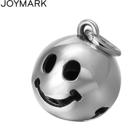 925 Sterling Silver Smiley Face Small Bell Necklace Pendant Simple Smiling Face Bell Charm Pendants For Jewelry Making TSP267