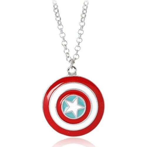 Daisies One Piece Captain America Pendant Necklace Superhero Vintage Shield Pendant Statement Jewelry for Men and Women