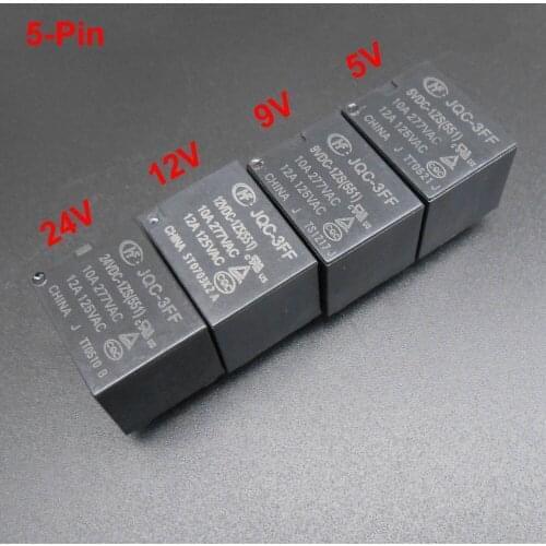 100PCS HONGFA Relay General Purpose Relays HF JQC-3FF 5VDC 9VDC 12VDC 24VDC-1ZS(551) DC 5V 9V 12V 24V 5 Pins 5-Pin HQ *FD907-910