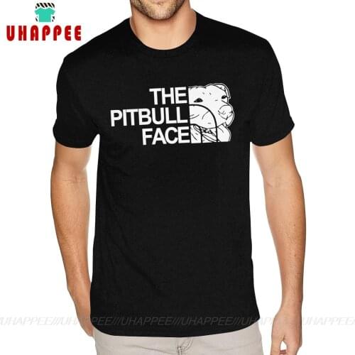 90s The Pitbull Face Funny Design Luxury Pit Bull tshirt Custom Short Sleeve Mens Man Plus Size Black T-shirt