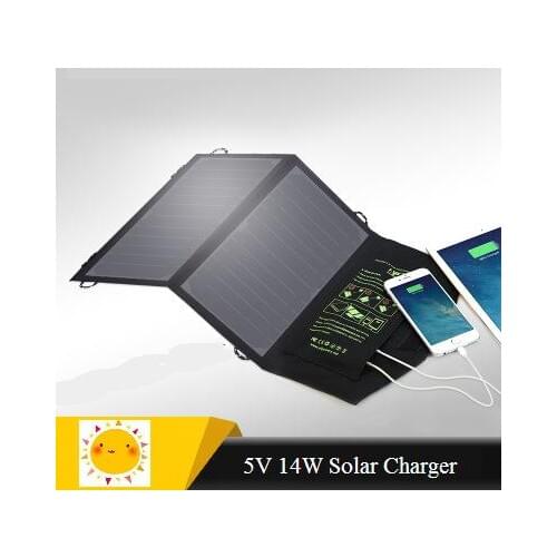 Solar Charger 5V 14W SunPower High Efficiency Monocrystallie Solar Cell panel Charger Dual USB For Iphone Xiaomi Huawei etc