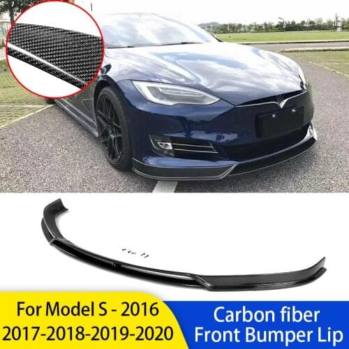 Carbon Fiber Front Lip Spoiler RevoZport Style Bumper Lip Front Bumper Lip Spoiler Splitter For Tesla Model S 2016-2020