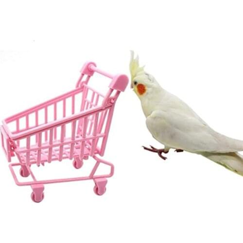 Pink Parrot Trolley Cart Nibble Shooting Bird Toy Desktop Decoration Stand Climb Dropship