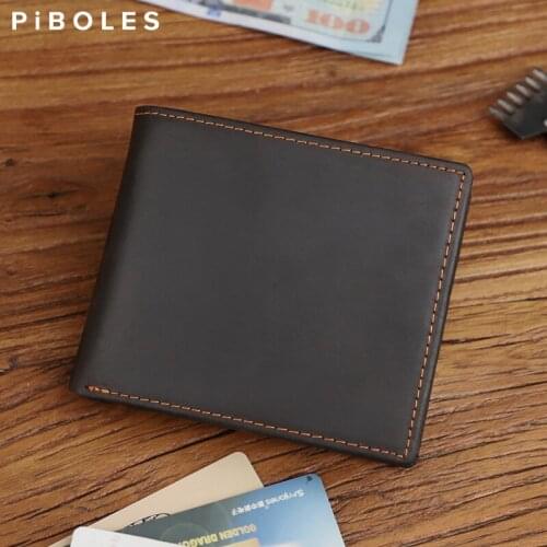 Genuine Leather Men Wallets Cow Leather Short Male Purse Large Capacity Creidt ID Business Card Holder Money Pouch