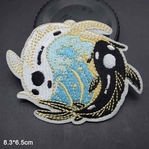 Taichi Tai Chi Fish Cat Rabbit Iron on Sew on Embroidered Clothes Patch For Clothing Girls Boys