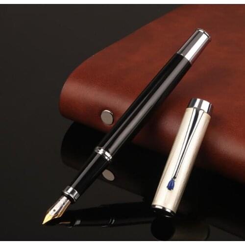 High Quality Brand Fountain Pen BLACK GIFT blue gem Metal Medium Student Stationery Office Supplies
