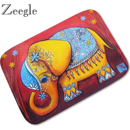 Zeegle Funny Animal Printed Doormat Flannel Home Decoration Non-slip Floor Mat Outdoor Front Door Mats Soft Foot Rug