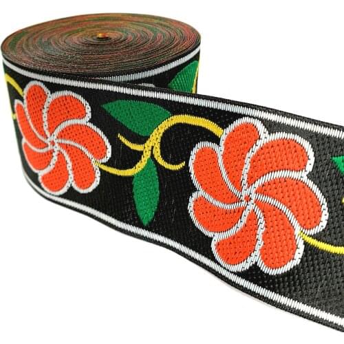 ZERZEEMOOY 5cm 7Y DIY Handmade Sewing Lace Material Headwear Accessories National Style Embroidery Flower Woven Jacquard Ribbon