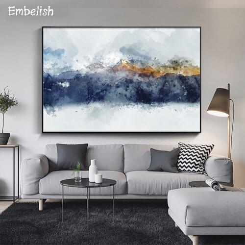 1 Pieces Hot Watercolor Morning Mountain Ink Landscape Pictures For Living Room Modern Home Decor HD Canvas Painting Wall Poster