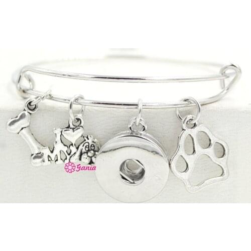 10PCS DIY Interchangeable Chunky 18mm Button Jewelry Pet Dog Bone Paw Print I love dog charm Bracelets Women for Snap Jewelry