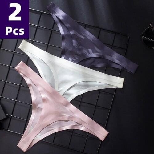 3PCS/Set Womens Panties G-string Thong Ice Silk Underwear Sexy Panties Female Underpants 8 Solid Color Pantys Intimate Lingerie