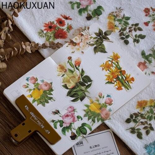 40pcs/set Refreshing Plants Flower Sticker Decoration Stickers Diary Label Stationery