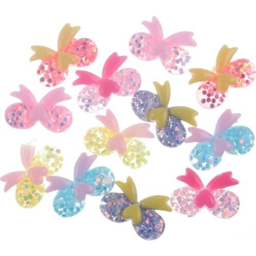 50Pcs Clear Bling Resin Bow Decoration Crafts Flatback Cabochon Embellishments For Scrapbooking Diy Accessories