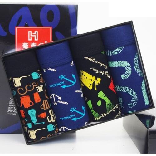 4pcs/lot Sexy Men Boxer Male Underwear Boxer Breathable Men Boxers Print Underpants Comfort Man Panties Ropa Interior Hombre