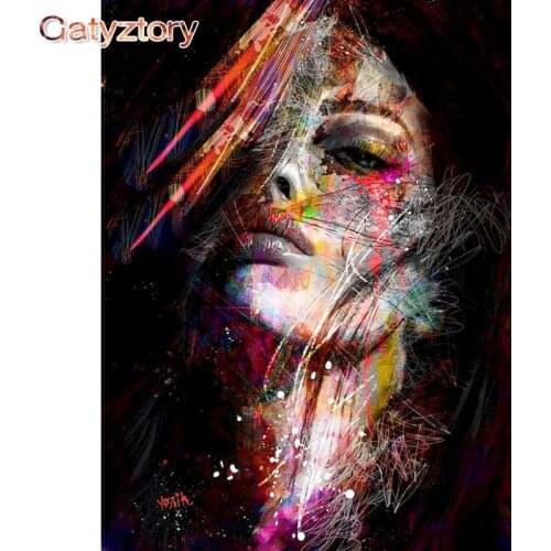 GATYZTORY 40x50cm Oil Painting By Numbers Abstract Art Woman HandPainted DIY Gift Pictures By Numbers Portrait Home Decoration