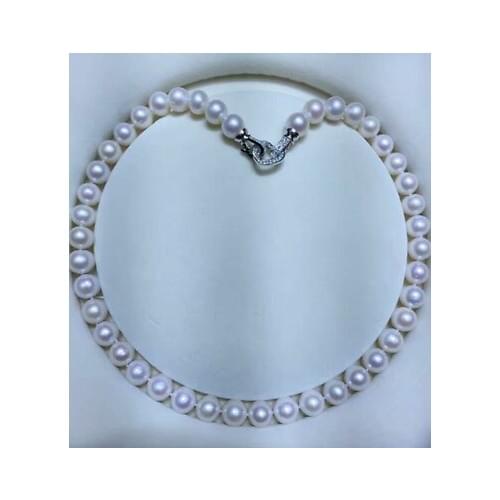 Classic 11-12mm south sea white round pearl necklace 18inch 925s>Selling jewerly free shipping
