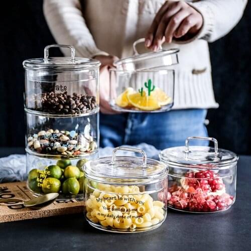 Creative Glass Storage Box Fruit Biscuit Food Cake Can Kitchen Sorting Organizer Tools Nordic Home Decoration Accessories