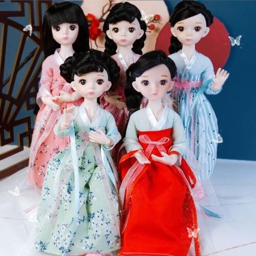 Bjd Doll 30CM Gifts for Girl 22 Joints Doll with Fashion Hanbok Kimono Court Clothes 1/6 DIY Doll Best Gifts for Girl Toy
