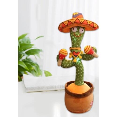 2021 New Cute Electric Cactus Plush Doll Twist Dancing Toy Decor Recording Parrot Cactus Plush Toy Funny Dancing Singing Toy