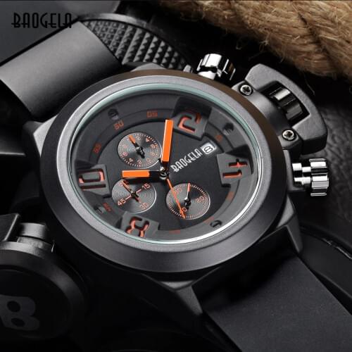 Fashion Chronograph Mens Wrist Watches Luxury Silicone Band Waterproof Sport Quartz Watchwith Calendar for Man Hour
