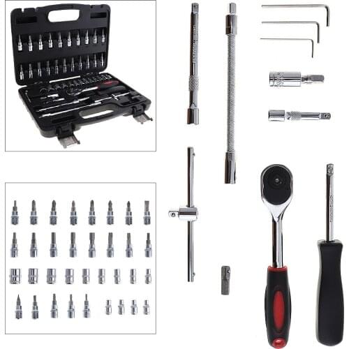 46pcs Auto Motorcycle Car Repair Tool Box Precision Socket Wrench Set Ratchet Torque Wrench Combo Tools Kit for Auto Repairing