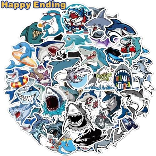 10/30/50Pcs Marine Shark Graffiti Stickers Cartoon Cute Stickers For Suitcase Laptop Skateboard Styling Phone Luggage Stickers