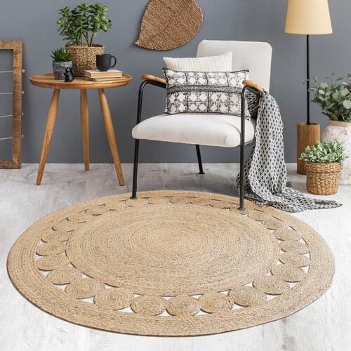 Natural reed handmade cool carpet for summer, decoration reed rug, Bohemia style big size round shaped reed tatami mat