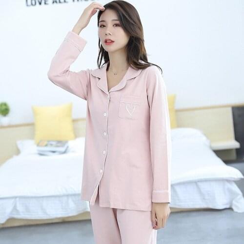 Spring and Autumn New Womens Pajamas Lapel Cardigan Simple Casual Homewear Pijamas Women Sleep Tops Pajamas for Women Sleepwear
