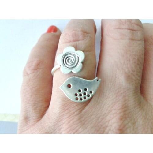 Wholesale Unique Retro Adjustable Bird Flower Rings High Quality Design Mens Promise Rings Women Gift Overwatch Aros