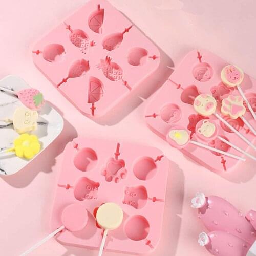 Biscuit Molds Kitchen Baking Gadget Candy Ice Cookie Mould Silicone Food Grade Chocolate Lollipop Molds without rod