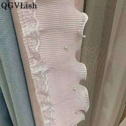 QGVLish 13M/lot 10cm Wide Bead White Curtain Lace Trims DIY Sewing Stage Skirt Sofa Lace Ribbon Trimming Curtain Accessories