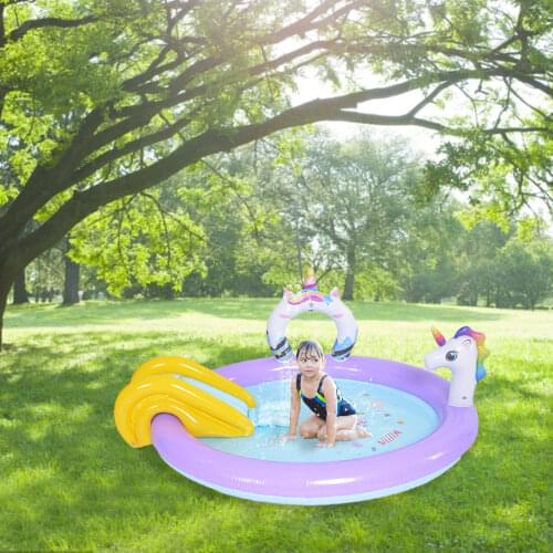 Relaxing Baby Inflatable Swimming Large Unicorn Sprinker Toy Game Center Inflatable Swimming Pool