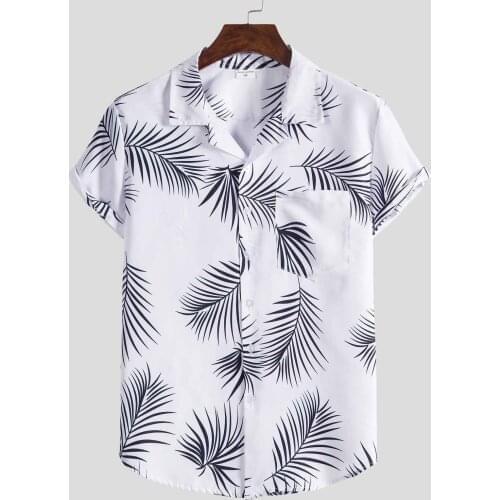 Streetwear Short Sleeve Shirt for men Fashion Ethnic Button Down Shirt Men Casual Hawaiian Printing Blouse Tops Chemise Homme