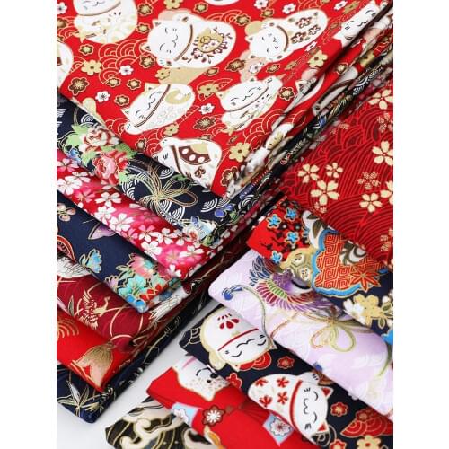 50x150cm Japanese Style Bronzing Pure Cotton Fabric Calico Cotton and Linen Clothing Cheongsam Clothes DIY Apparel Sewing Fabric