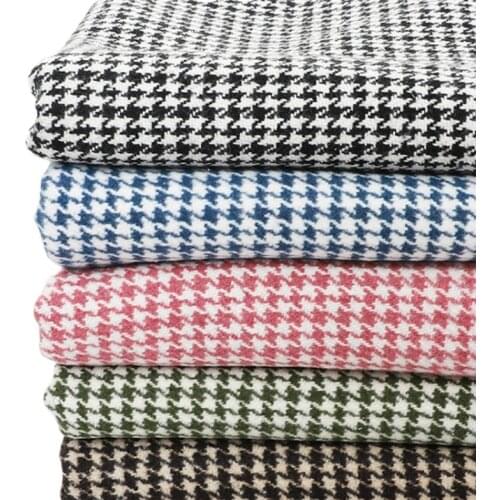 Width 150cm Tweed Wool Polyester Blend Tartan Plaid Houndstooth Fabric England Woolen Clothing Material For Coat Vest Cloth