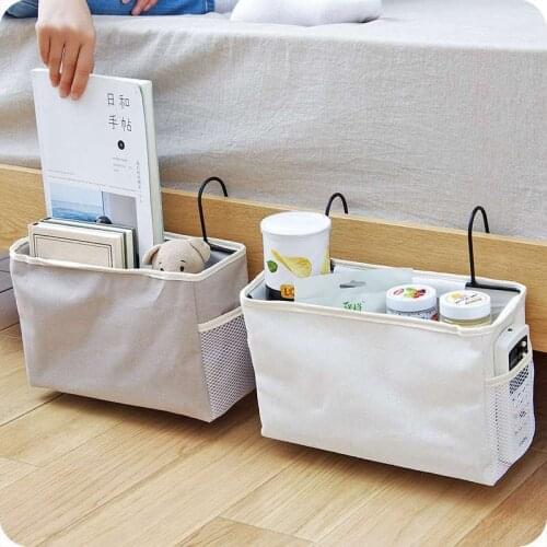 Thickened student dormitory fabric hanging organizer bedside mobile phone storage box upper and lower shelf storage hanging bag