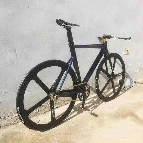 Track Bike Fixie Bicycle Aluminum Alloy 52cm Frame 5 Spokes Magnesium Alloy Wheel Single Speed 700C Fixed Gear Racing Cycling