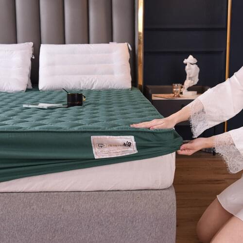 High Quality 100% Cotton Thick Quilted Mattress Cover Solid Color Anti-mite Bed Pad Protector Cover Not Included Pillowcase