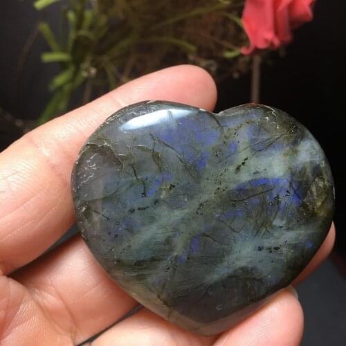 High Quality Natural Moonstone Blue Light Labradorite Handmade Heart Mineral Crystal Specimen Feng Shui Home Decoration