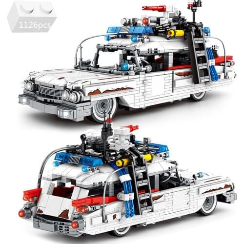 High-Tech Car ECTO-1 Model Building Blocks Creative Expert Moc Famous Vehicle Sets Bricks Classic Movie DIY Toys For Kids Gifts