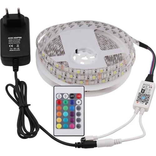Wifi Led Strip 5050 RGB RGBW RGBWW LED Strip Light with Controller Power Adapter Ribbon LED Diode Tape Light 5m