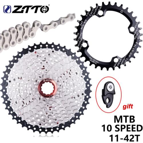 ZTTO MTB Mountain Bike 10 Speed 11-42T Cassette 10s Wide Ratio Bicycle Parts 10v Sprockets Hanger Extension chainring 10s chain
