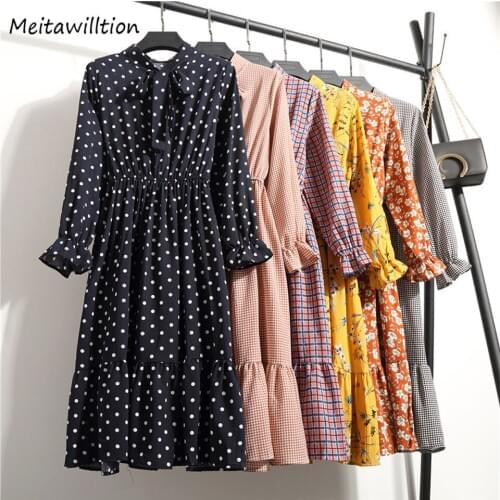 17 Colors Spring Summer Dress 2020 Casual Women Chiffon Dress Ladies Long Sleeve Vintage Beach Dresses Female Floral Sundress