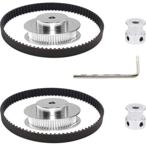 2 Sets of 2GT Timing Wheels 20&60 Teeth 5mm Bore Aluminum Timing Pulley 2 Piece Set Length 200mm Width 6mm Belt