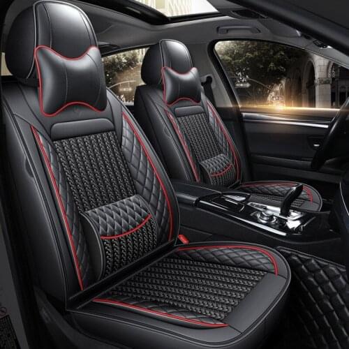 2021 fashion Ice silk stitching leather car seat covers For Audi a3 a4 A4L Q2 Q3 Q5 Universal Full set fit sedan suv (black )