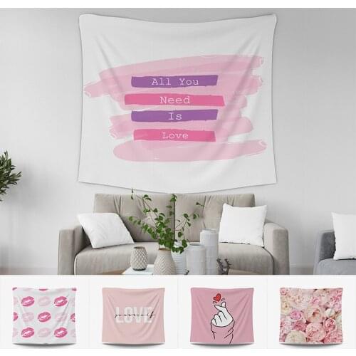 Pink Love Geometry Series 100% Polyester Fabric Tapestry Livingroom Decor Crafts