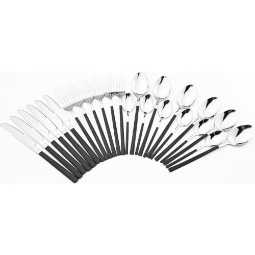 24Pcs/Set Silver Dinnerware Stainless Steel Cutlery Set Knives Fork Coffee Spoon Tableware Flatware Western Kitchen Silverware