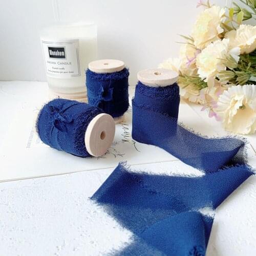 3rolls/set 35mmX5m/roll ins style Soft Chiffon Frayed Edged ribbon wedding bouquet streamers photography styling, gift wrapping