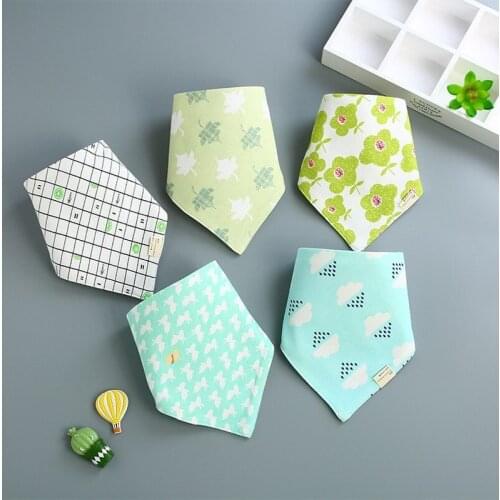 5Pcs Cotton Bandana Bibs Baby Feeding Smock Infant Burp Cloths Cartoon Saliva Towel Baby Eating Accessory Soft Baby Stuff